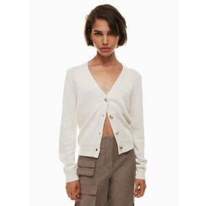 Aritzia Cream V-Neck Button Front Cardigan
